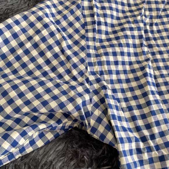 Daniel Crémieux navy pale yellow plaid checkered short-sleeve button down shirt - Picture 15 of 17